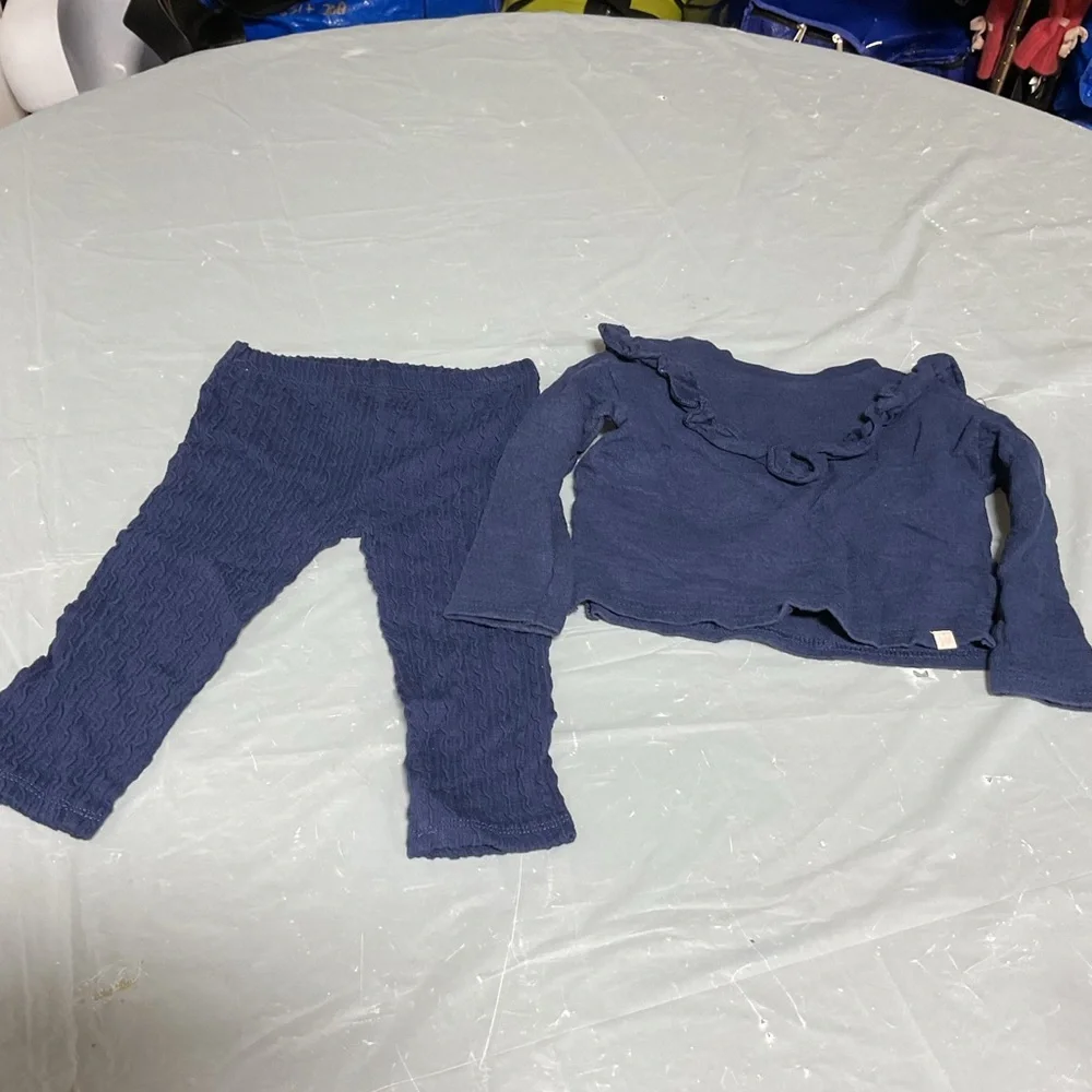 Sovereign Code Navy Blue Ruffle Top & Legging Set - Kids Matching Set - Picture 1 of 3